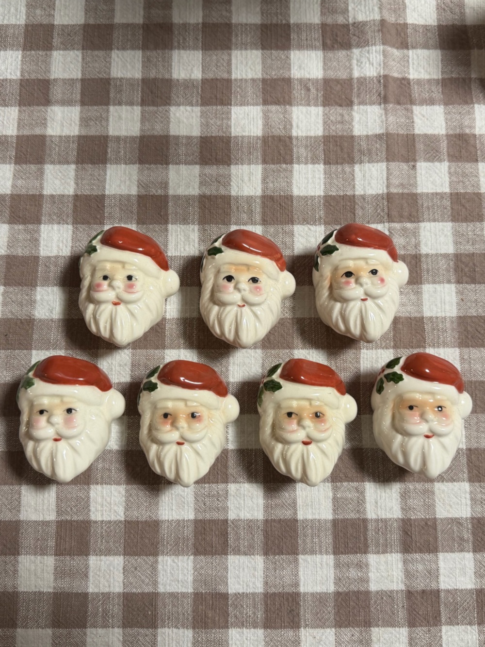Fitz and Floyd Vintage Santa Napkin Ring Holders Set of 7